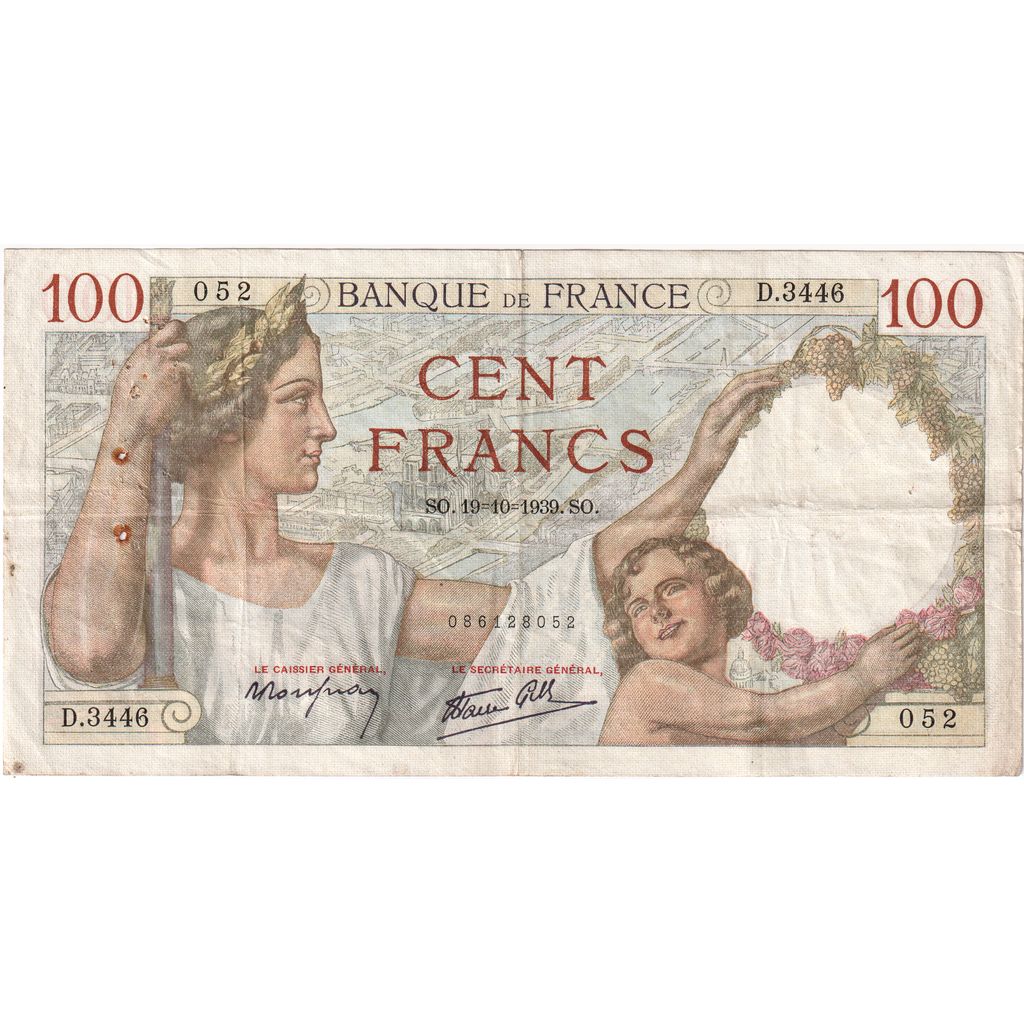 Francia, 100 Francs, Sully, 1939-10-19, D.3446, MB+