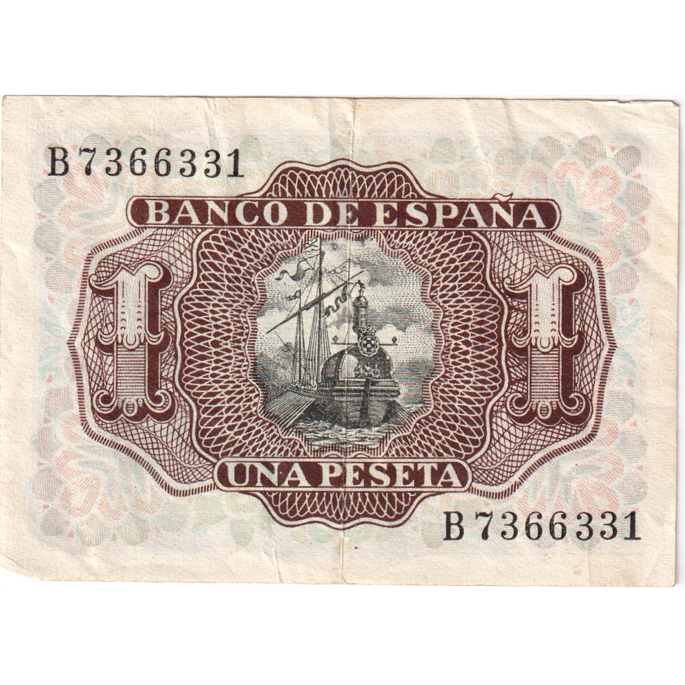 Spain, 1 Peseta, 1953-07-22, AU(55-58)