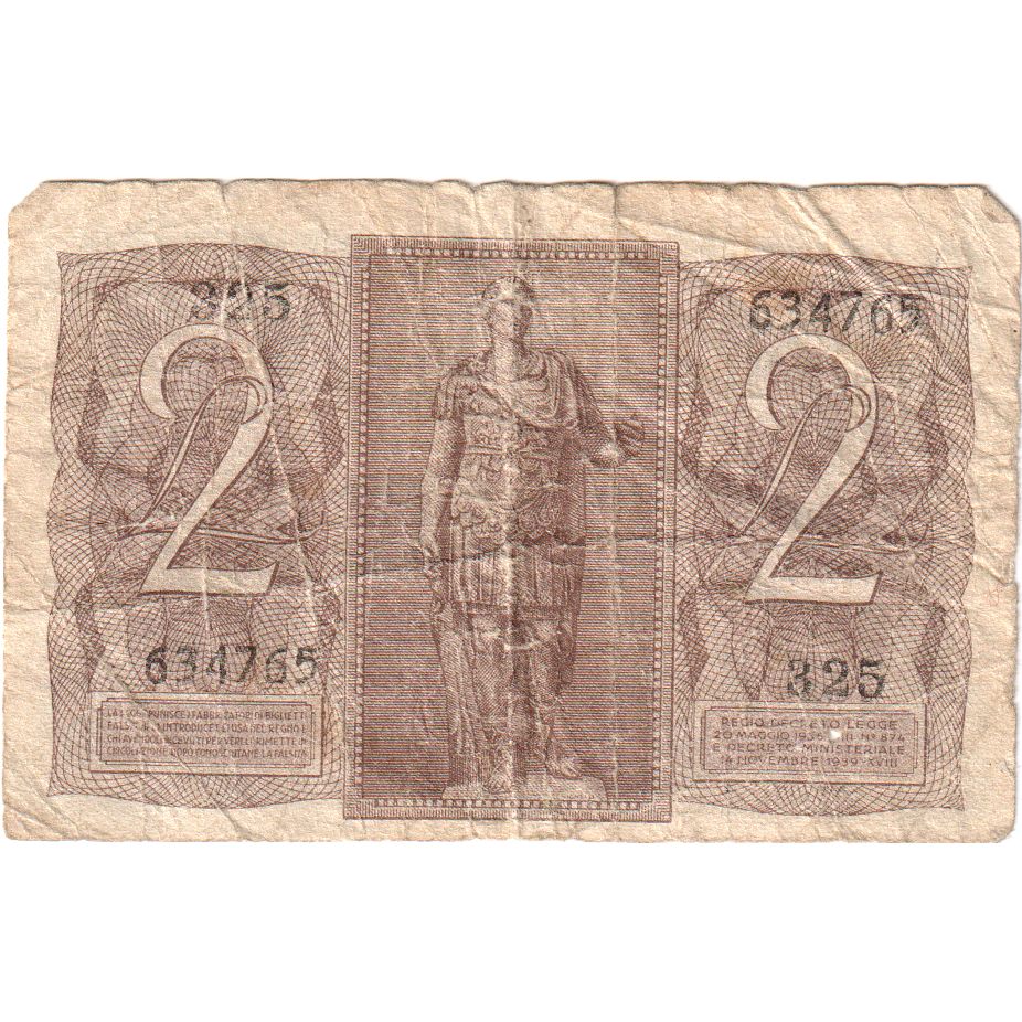 Italia, 2 Lire, MB