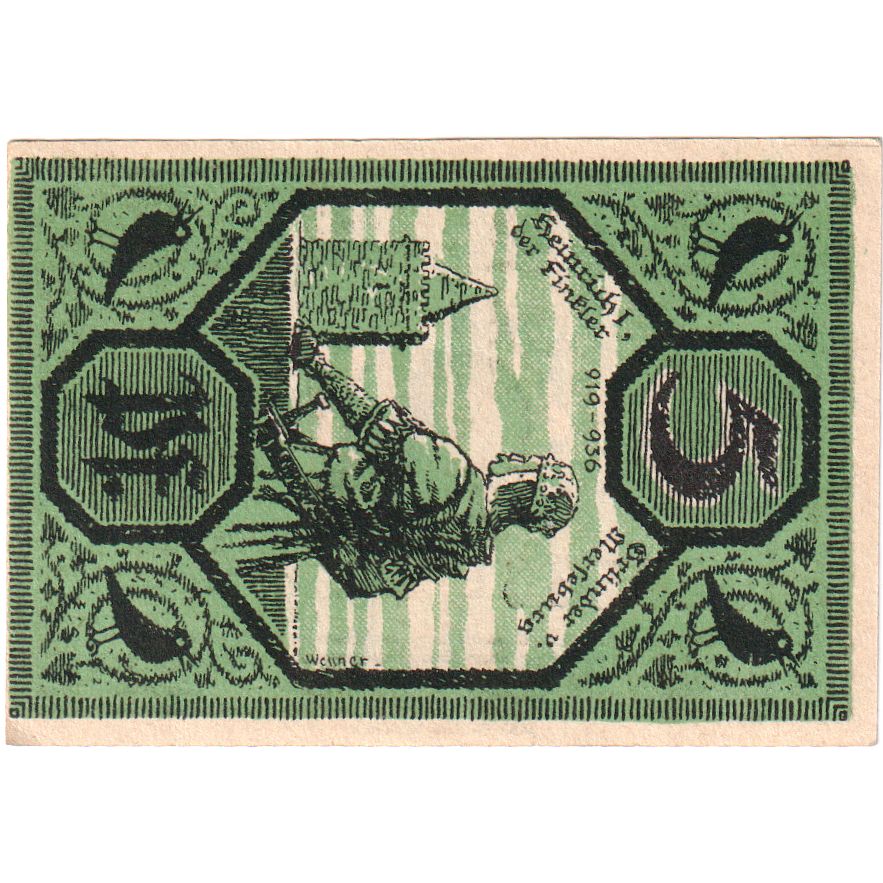Banknot, Niemcy, Merseburg Stadt, 5 Pfennig, personnage, 1921, 1921-05-01