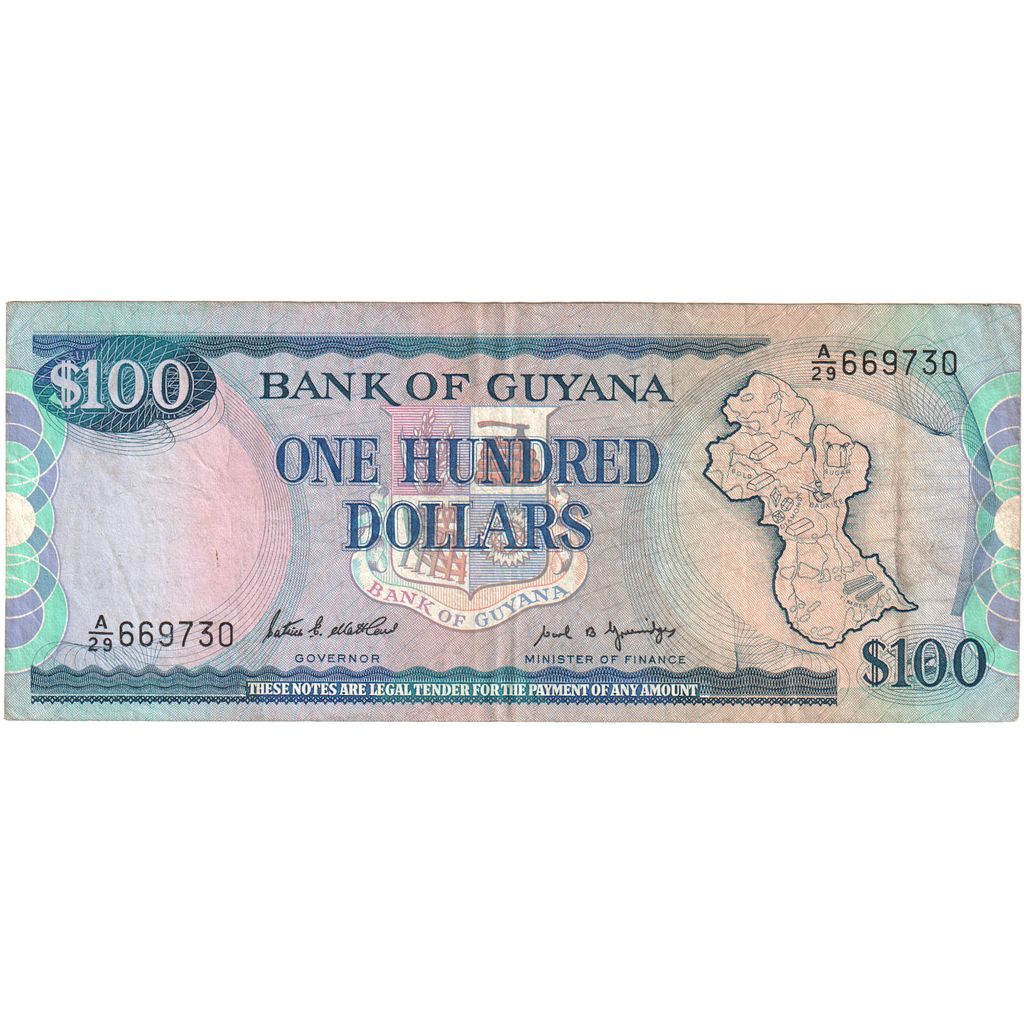 Guyana, 100 Dollars, EF(40-45)