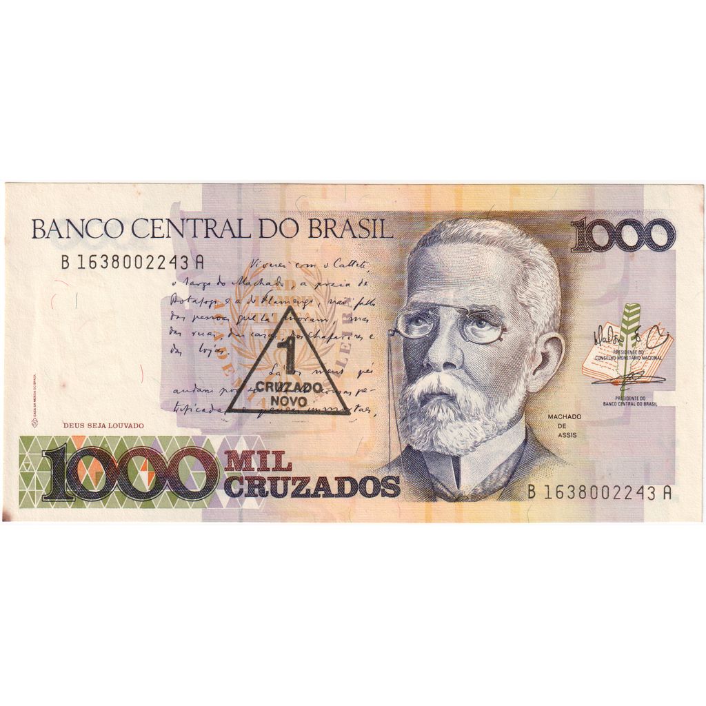 Brazil, 1 Cruzado Novo on 1000 Cruzados, EF(40-45)