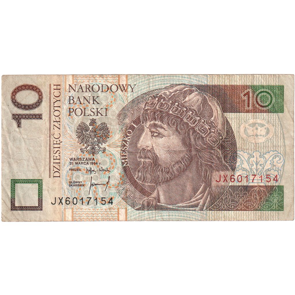 Nota, Polónia, 10 Zlotych, 1994, 1994-03-25, KM:173a, EF(40-45)