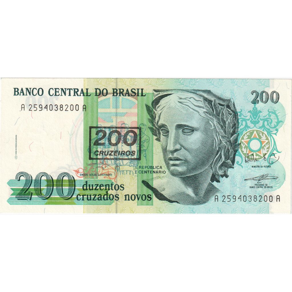 Brasilien, 200 Cruzeiros on 200 Cruzados Novos, UNZ