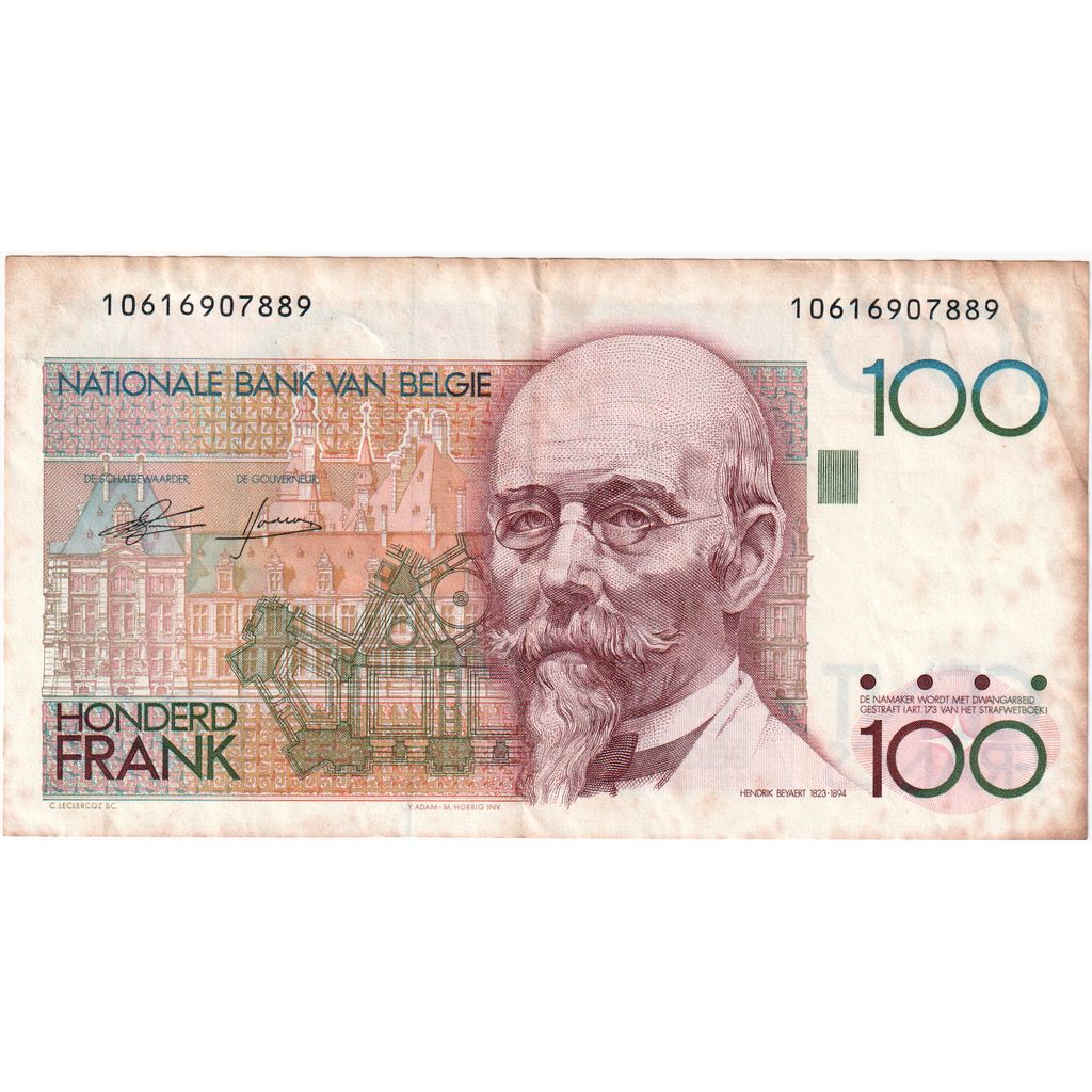 Bélgica, 100 Francs, VF(20-25)