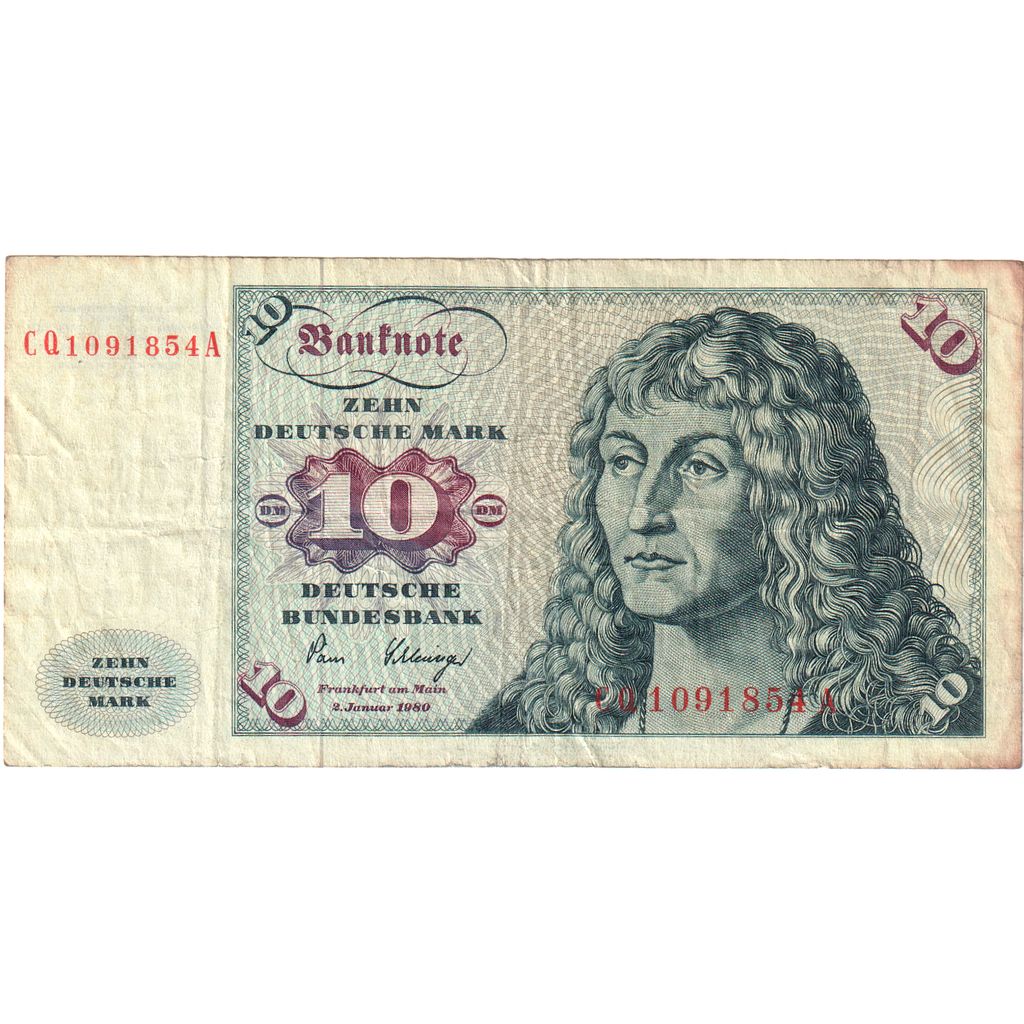 ALEMANHA - REPÚBLICA FEDERAL, 10 Deutsche Mark, 1980-01-02, VF(30-35)