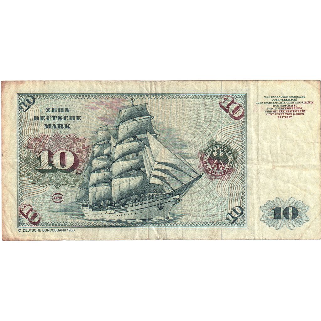ALEMANHA - REPÚBLICA FEDERAL, 10 Deutsche Mark, 1980-01-02, VF(30-35)