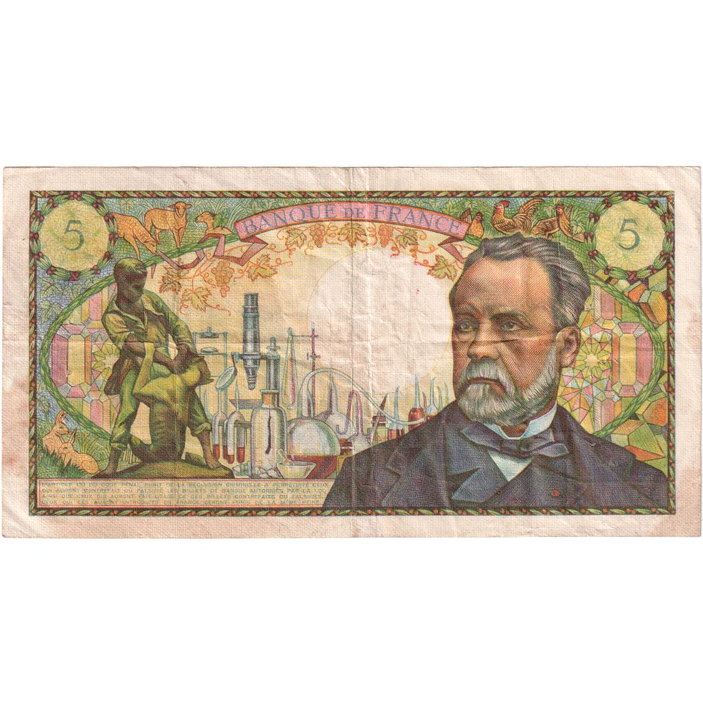 France, 5 Francs, Pasteur, 1966-05-05, J.11, VF(30-35)
