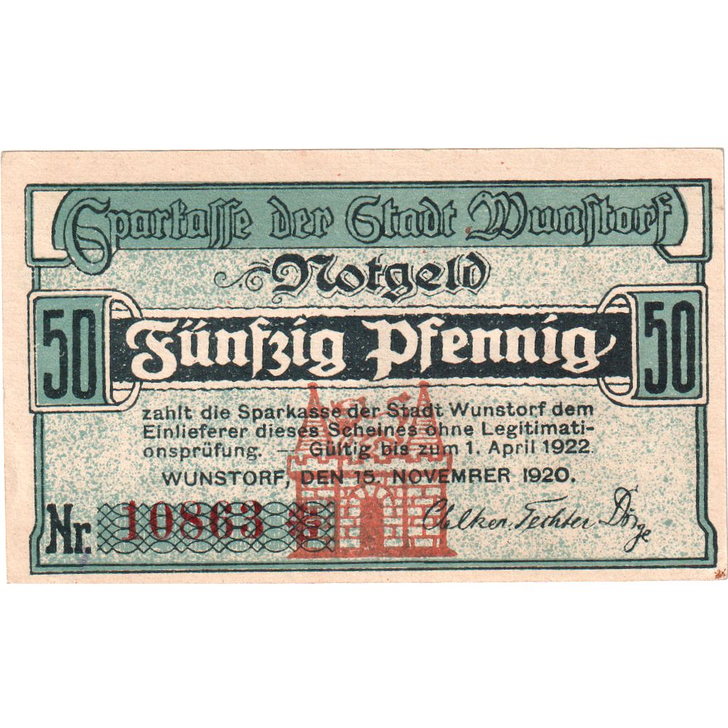 Duitsland, Wunstorf, 50 Pfennig, 1920-11-15, TTB