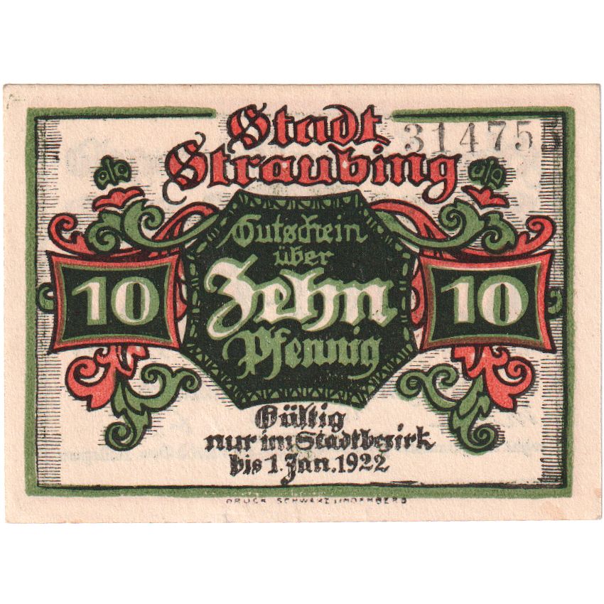 Alemania, Straubinger, 10 Pfennig, 1918-10-01, UNC