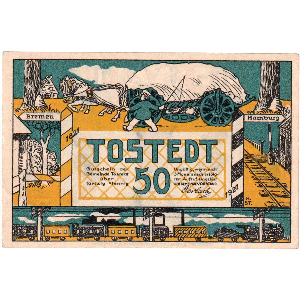 Niemcy, Tostedt, 50 Pfennig, UNC(63)