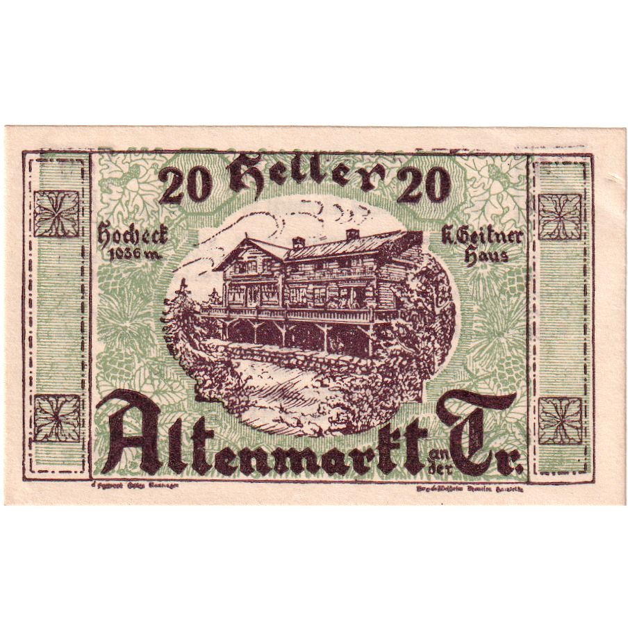 Banknot, Austria, Altenmarkt, 20 Heller, paysage, 1920, 1920-05-09, UNC(63)
