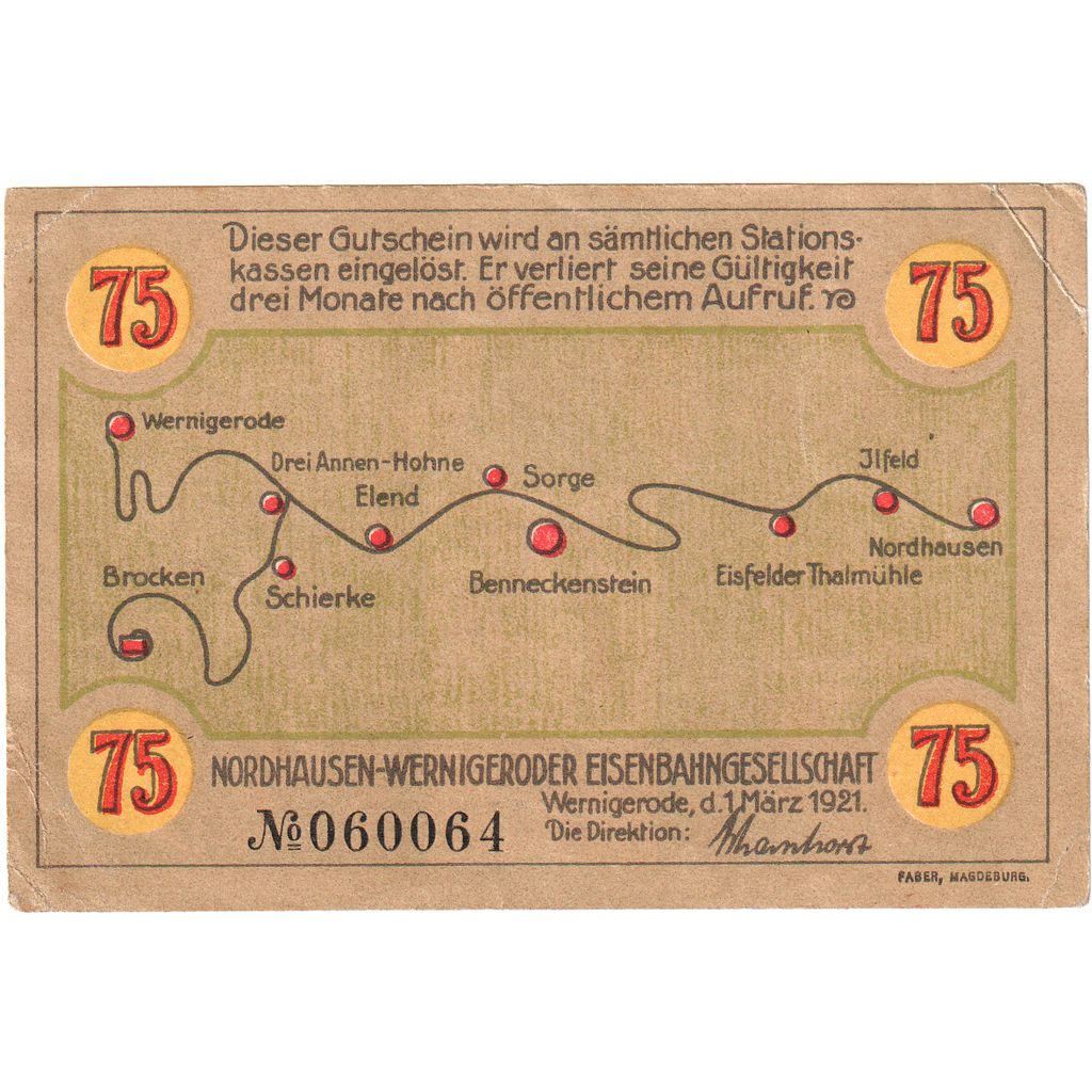 Duitsland, Nordhausen, 75 Pfennig, 1921-03-01, SPL