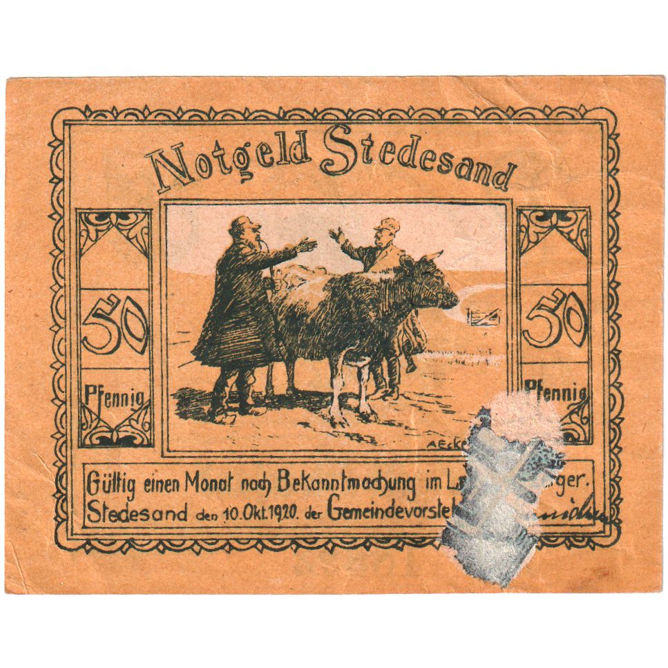 Allemagne, Stedesand, 50 Pfennig, 1920-10-10, TTB