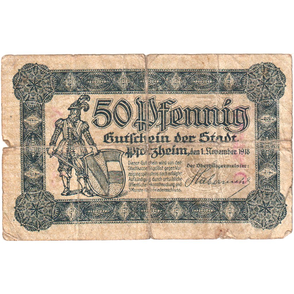 Alemania, Pforzheim Stadt, 50 Pfennig, 1918-11-01, BC