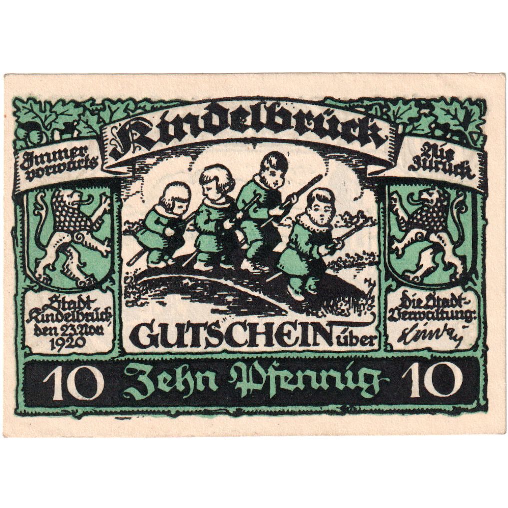 Niemcy, Kindelbrück, 10 Pfennig, 1920-11-23, UNC(63)