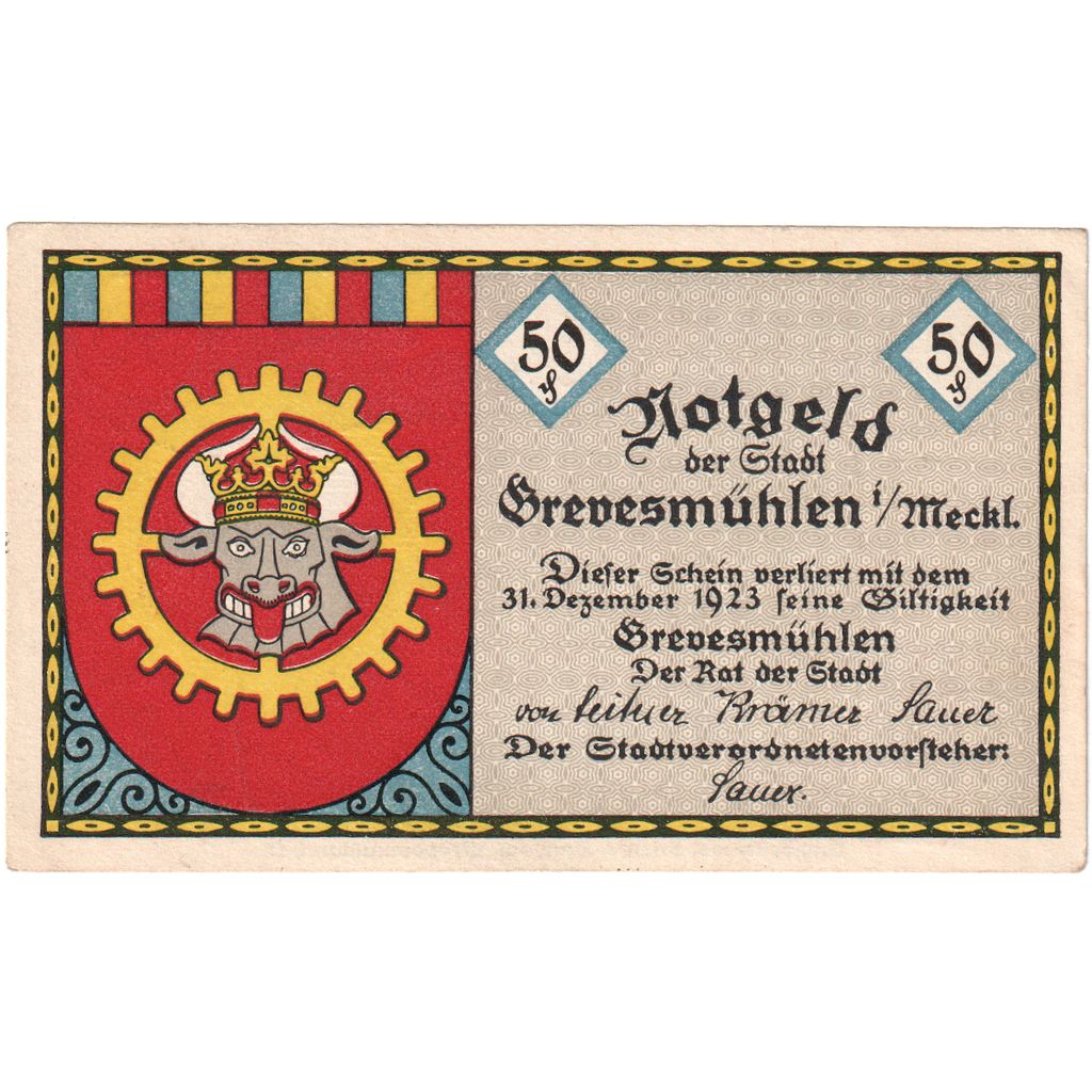 Germany, Grevesmuhlen Stadt, 50 Pfennig, 1923-12-31, UNC(63)