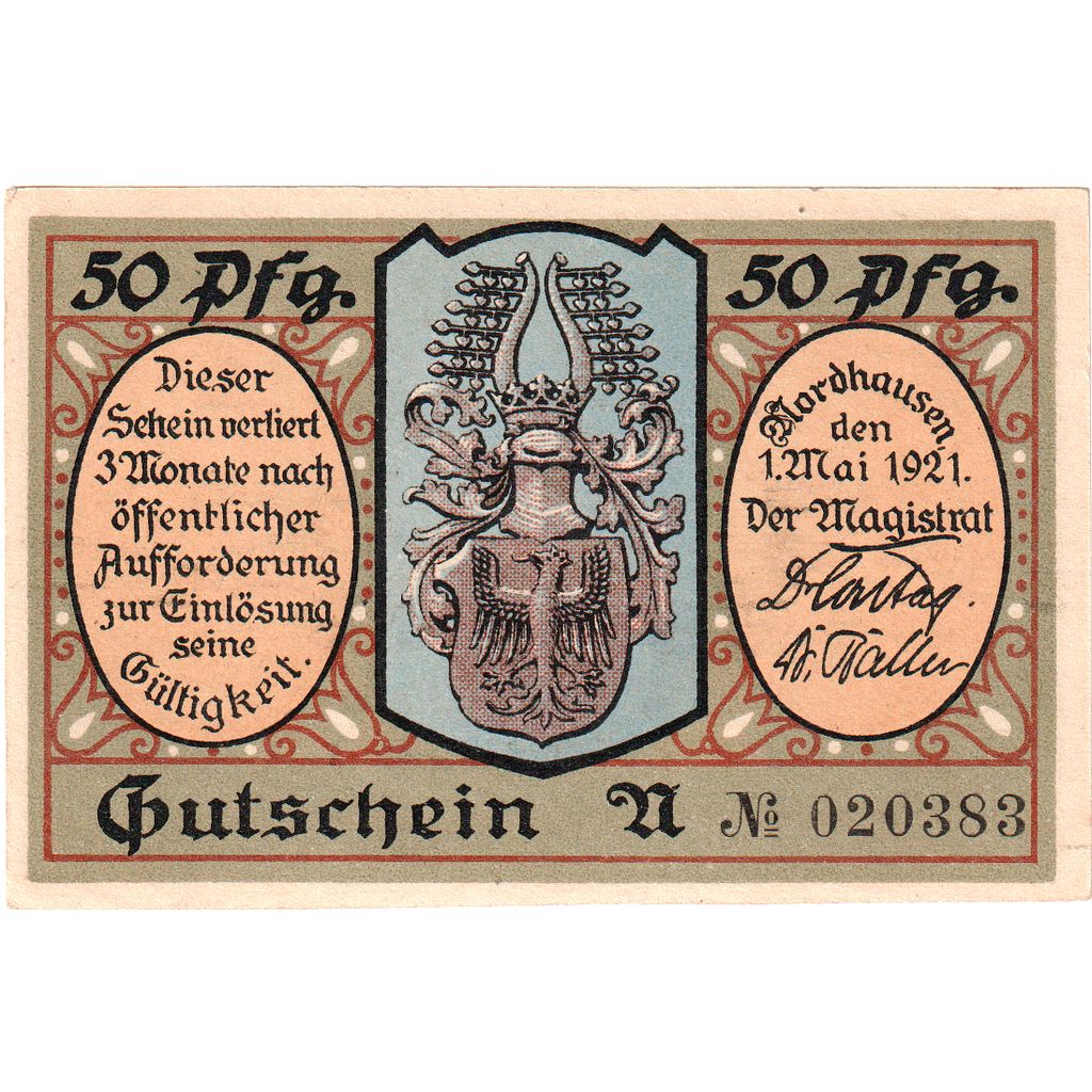 Banknote, Germany, Nordhausen Stadt, 50 Pfennig, personnage, 1921, 1921-05-01