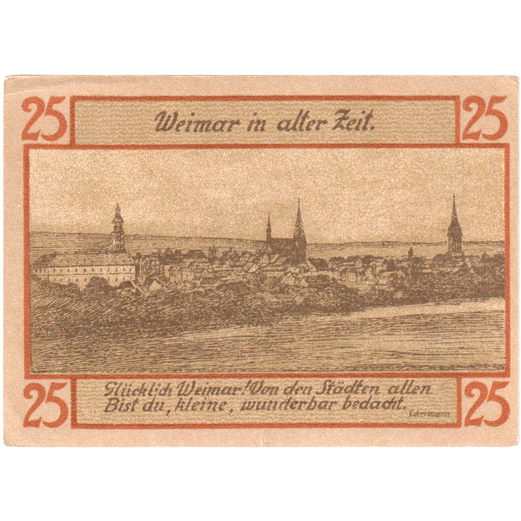 Banknote, Germany, Weimar Stadt, 25 Pfennig, paysage, 1921, 1921-03-01