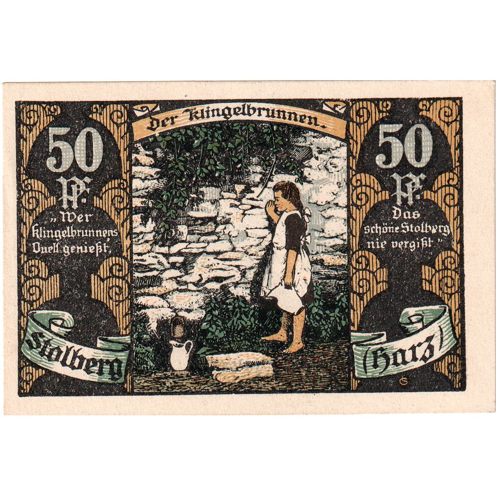 Banknote, Germany, Stolberg, 50 Pfennig, statue, 1921, UNC(63), Mehl:1273.1