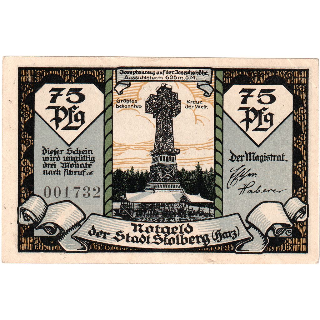 Germany, Stolberg, 75 Pfennig, AU(55-58)
