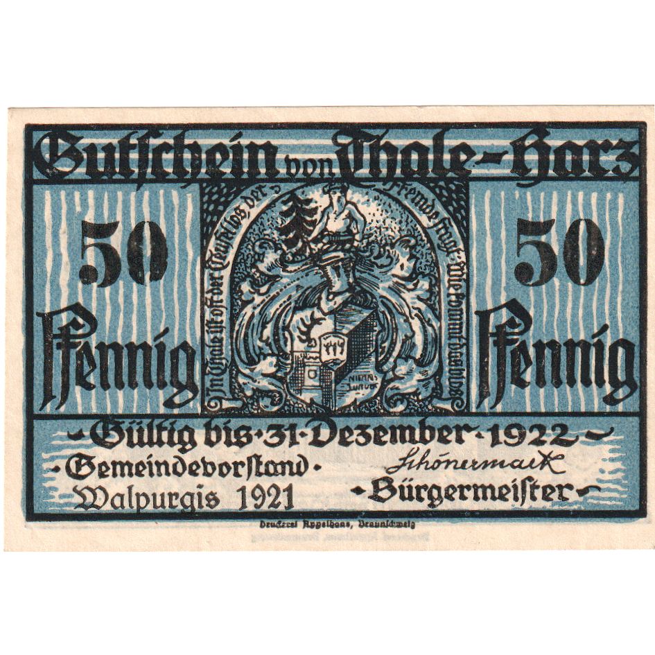 Germany, Thale a.Harz Stadt, 50 Pfennig, 1922-12-31, UNC(63)