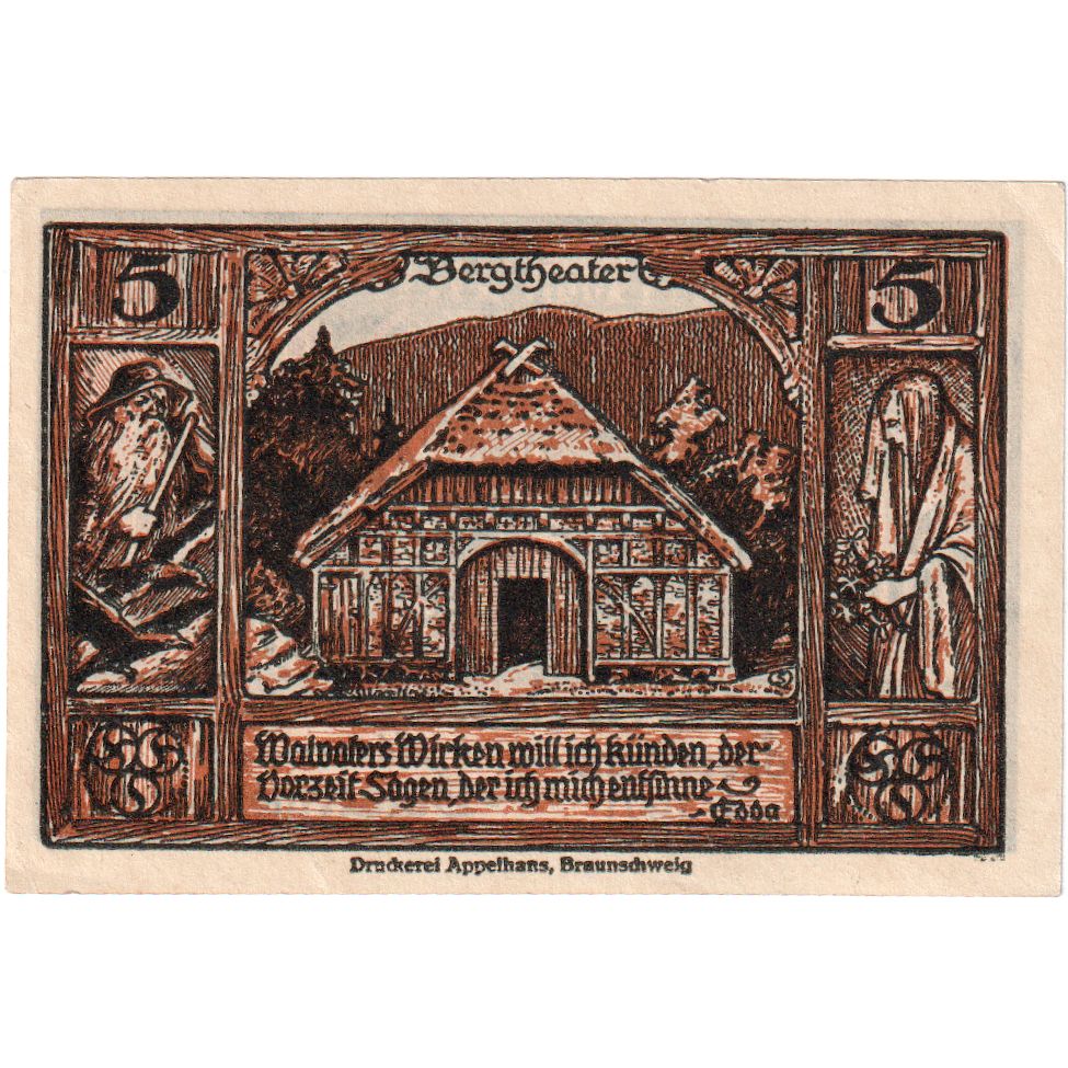 Geldschein, Deutschland, Thale a.Harz Stadt, 5 Pfennig, Maison, 1922