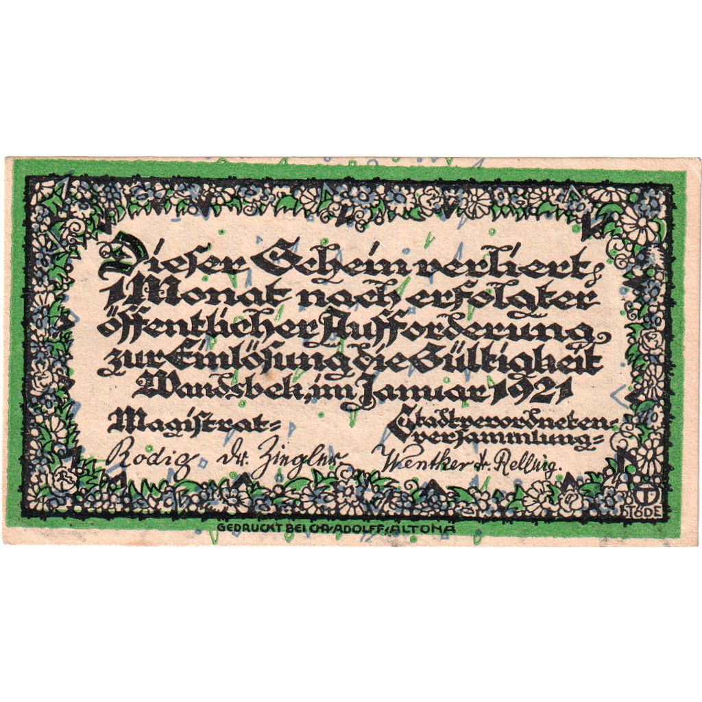 Deutschland, Wandsbek, 50 Pfennig, VZ