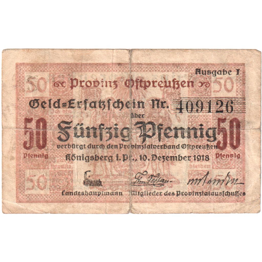 Niemcy, Königsberg N. M, 50 Pfennig, VF(20-25)