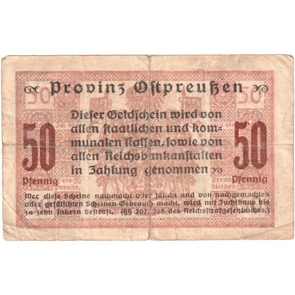 Niemcy, Königsberg N. M, 50 Pfennig, VF(20-25)