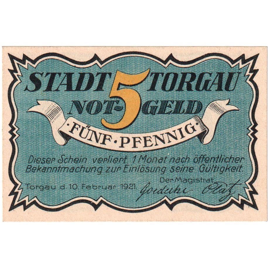 Deutschland, Torgau, 5 Pfennig, 1921-02-10, UNZ-