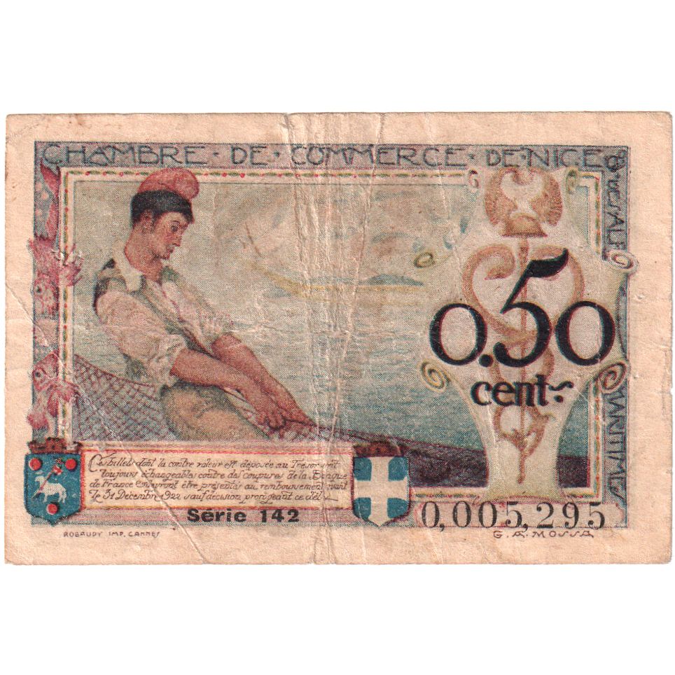 France, Nice, 50 Centimes, VF(20-25), Pirot:91-9