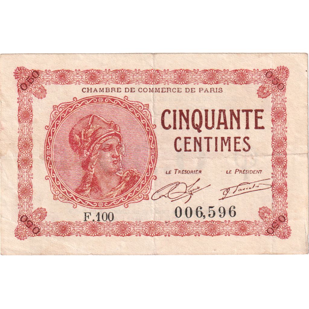 France, 50 Centimes, Other, 1920-03-10, F.100, PARIS, UNC(63)