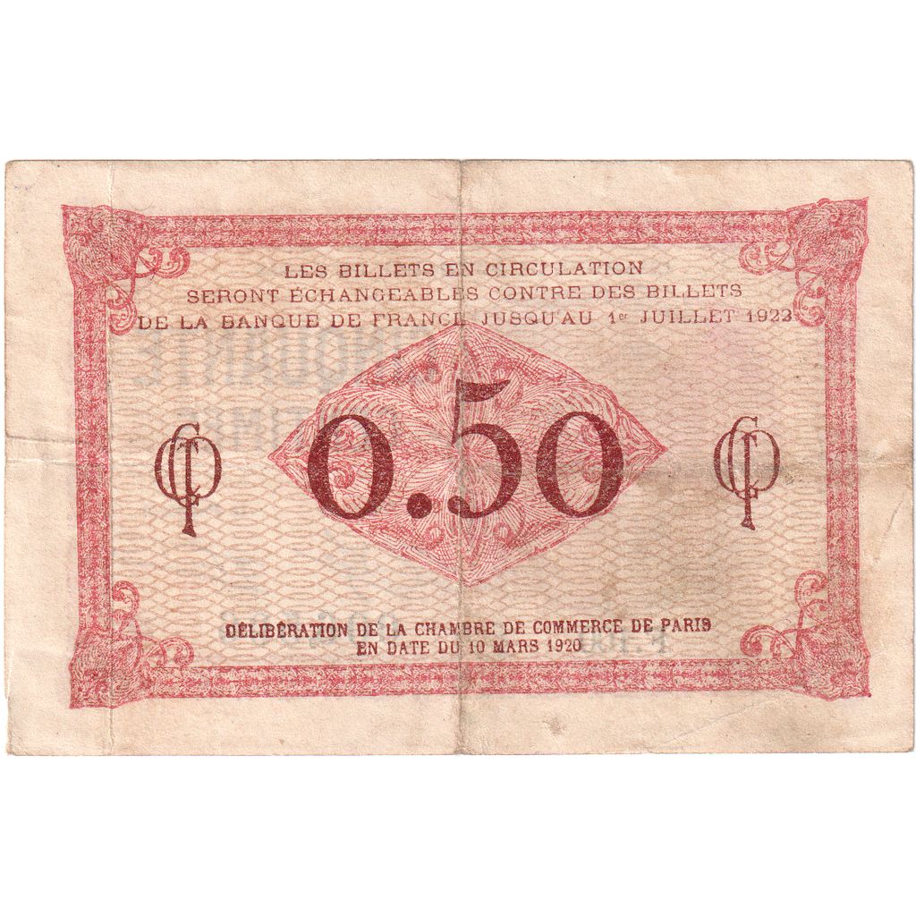 France, 50 Centimes, Other, 1920-03-10, F.100, PARIS, UNC(63)