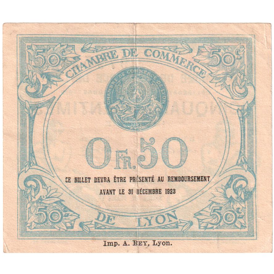 França, Lyon, 50 Centimes, 1920-02-19, AU(55-58), Pirot:77-20