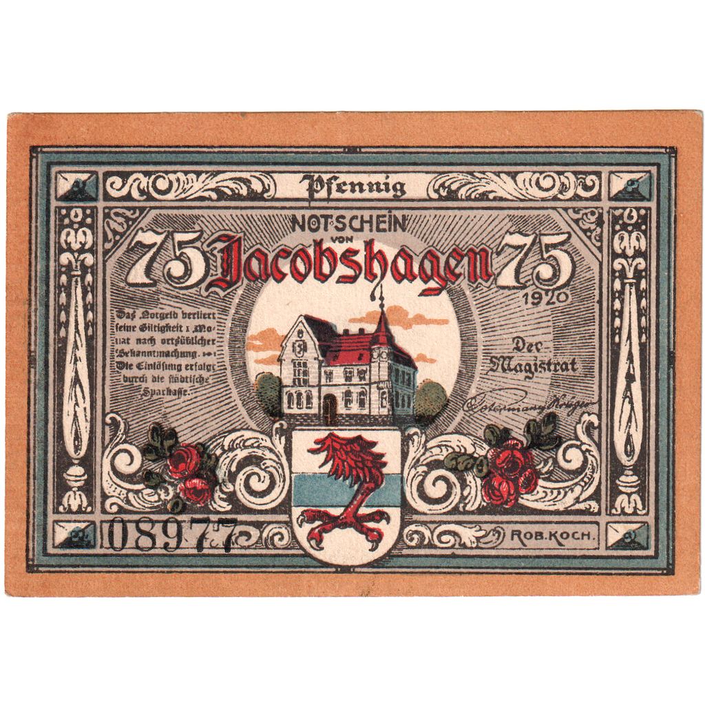 Deutschland, Jacobshagen, 75 Pfennig, 06824, UNZ-