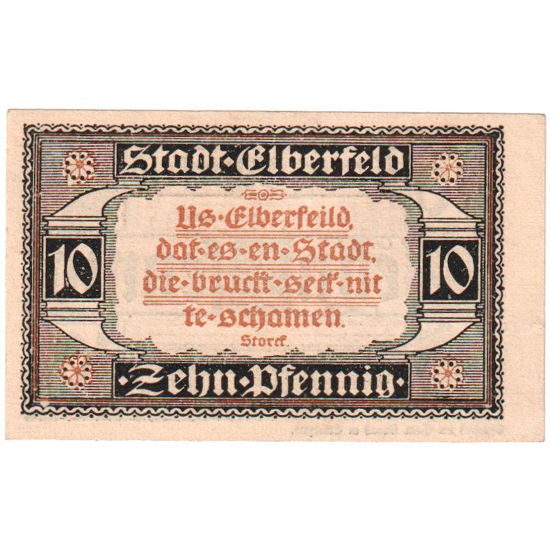 Banknote, Germany, Elberfeld Stadt, 10 Pfennig, Texte, 1920, 1920-03-10