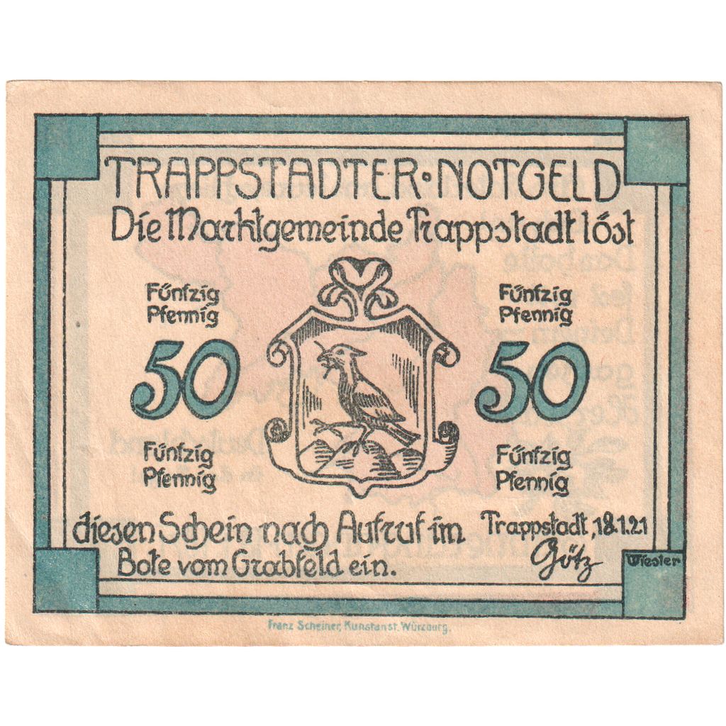 Niemcy, Trappstadt, 50 Pfennig, 1921-01-18, UNC(63)