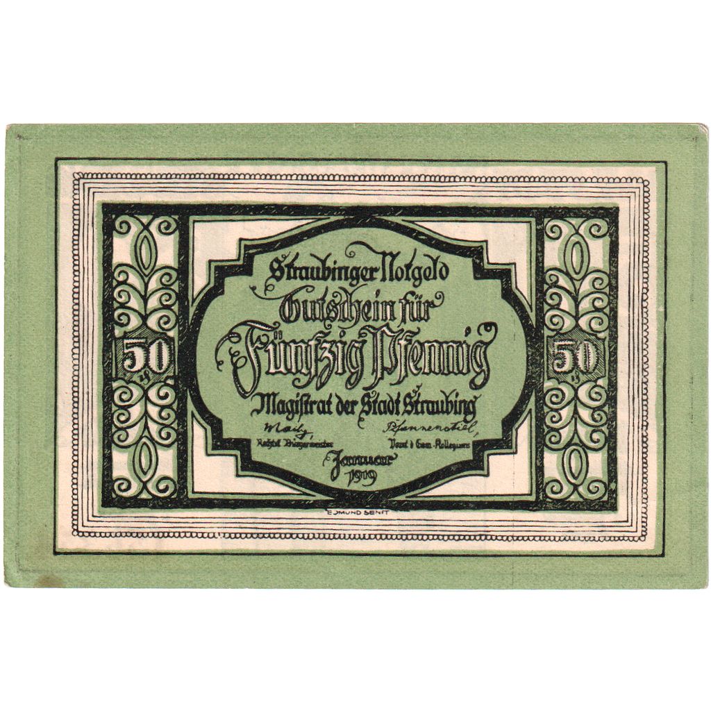 Banknote, Germany, Straubing Stadt, 50 Pfennig, valeur faciale, 1921
