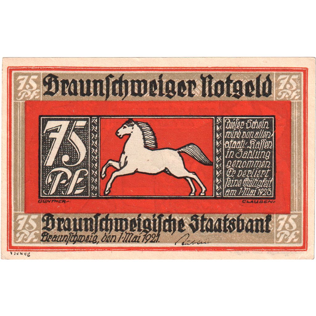 Germany, Braunschweig, 75 Pfennig, 1923-05-01, UNC(63)