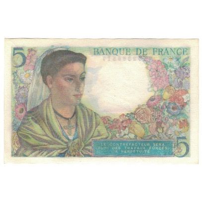 Frankreich, 5 Francs, Berger, 1943, 1943-07-22, UNZ-, Fayette:5.2, KM:98a