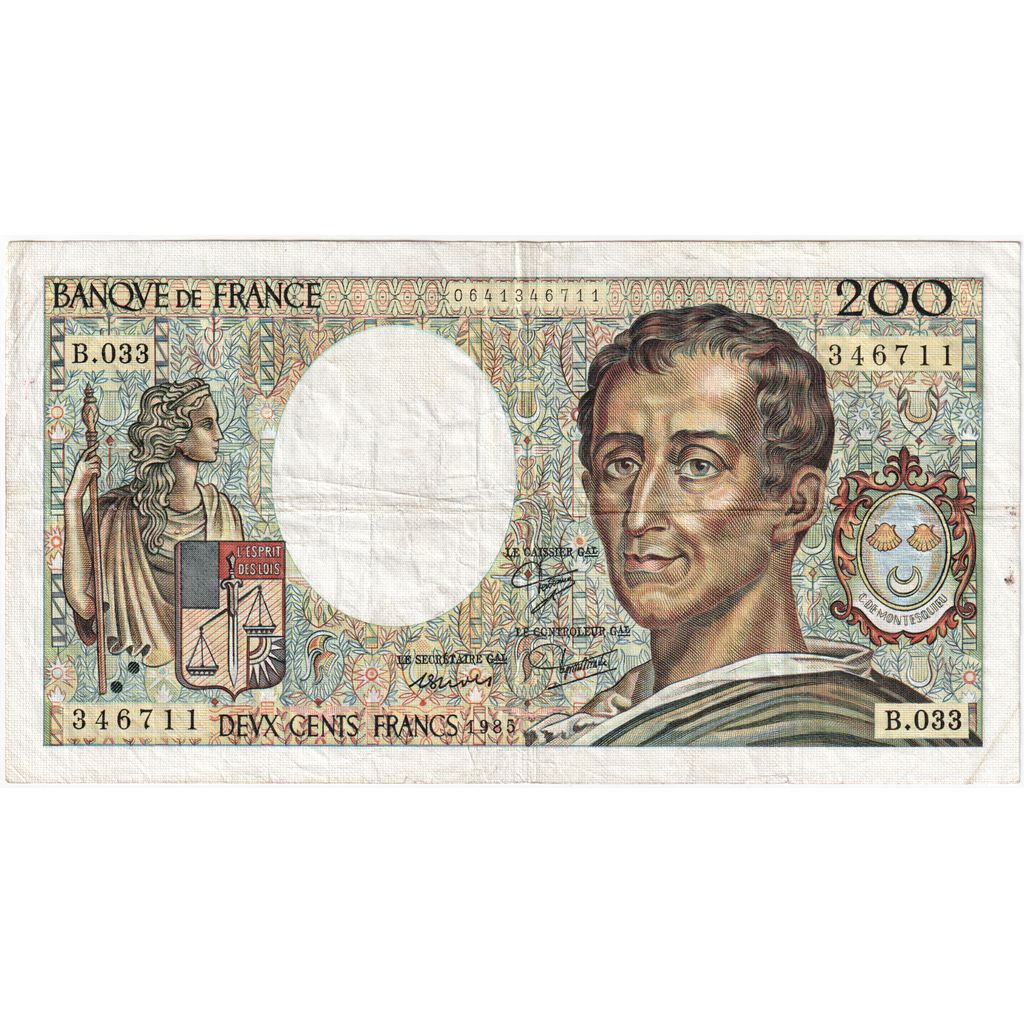 Francia, 200 Francs, Montesquieu, B.033, MB+