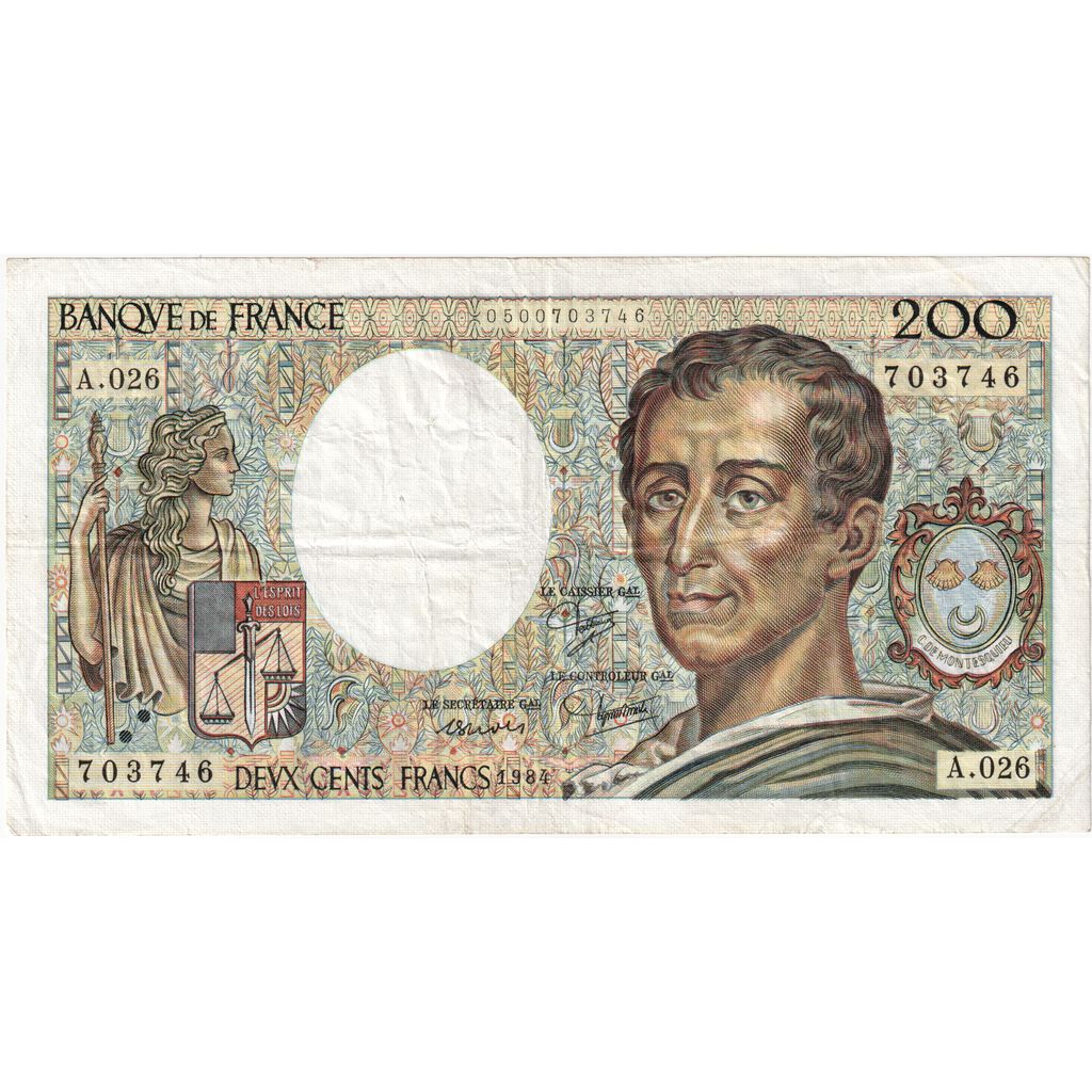 Frankreich, 200 Francs, Montesquieu, A.026, S+