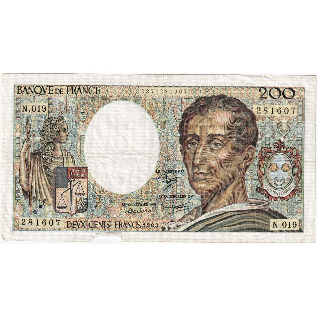 Frankrijk, 200 Francs, Montesquieu, N.019, TB+