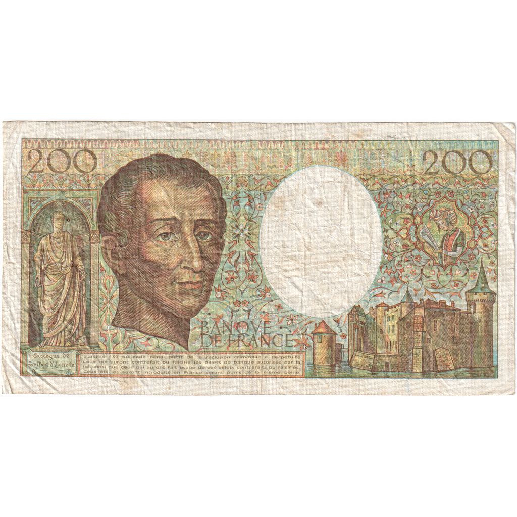 Francja, 200 Francs, Montesquieu, C.002, VF(20-25)