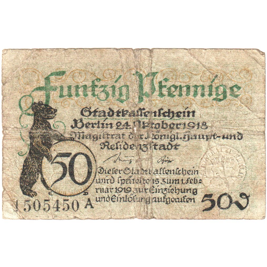 Germany, Berlin, 50 Pfennig, 1920-01-30, 5675254  E, VF(20-25)