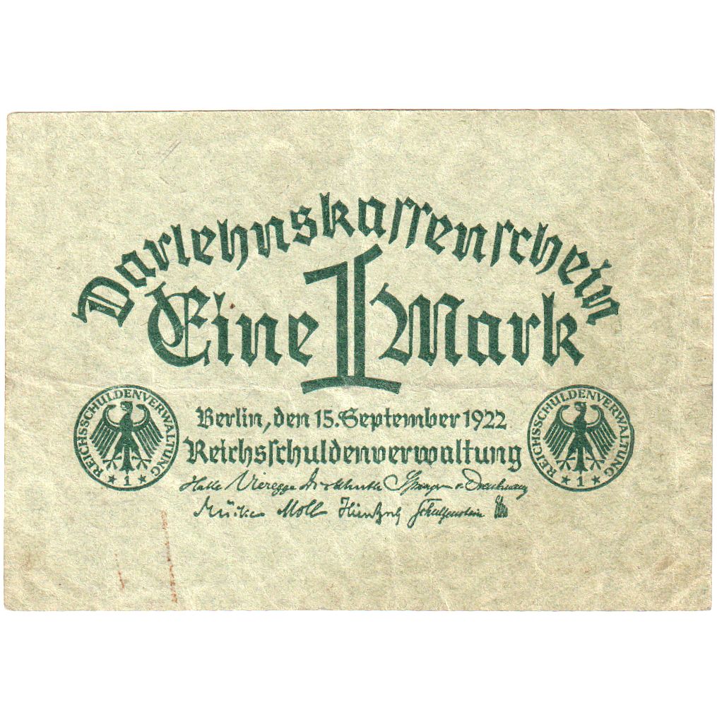 Alemanha, 1 Mark, 1922-09-15, EF(40-45)