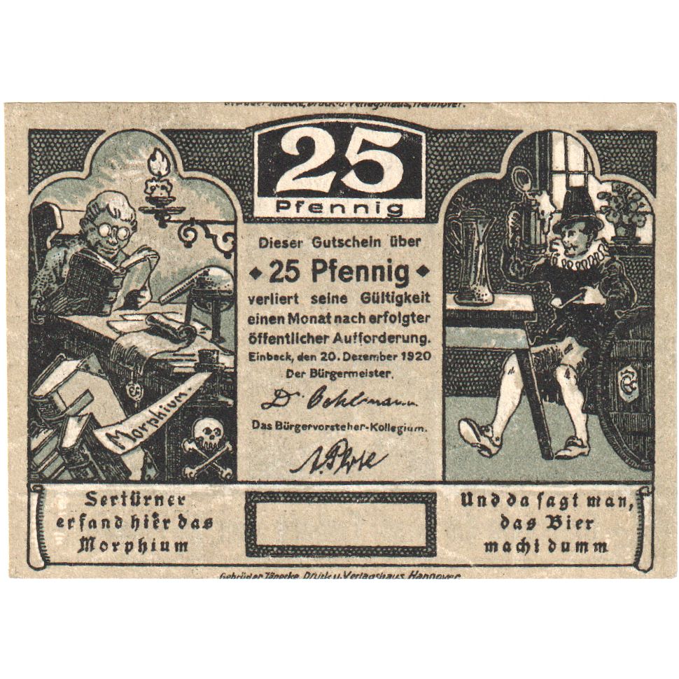 Banknote, Germany, Einbeck Stadt, 25 Pfennig, Batiment, 1920, 1920-12-20