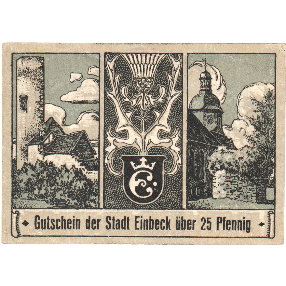 Banknote, Germany, Einbeck Stadt, 25 Pfennig, Batiment, 1920, 1920-12-20