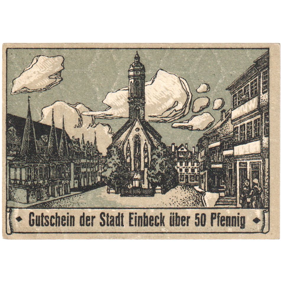 Banknote, Germany, Einbeck Stadt, 50 Pfennig, Eglise, 1920, 1920-12-20